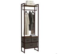 Portant à vêtements - HOMCOM - 3 tiroirs en tissu, étagères de rangement et tringle de suspension - 58,5 x 30 x 178 cm - marron