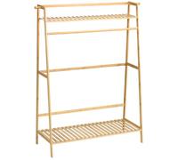 Portant à vêtements - HOMCOM - avec 2 étagères 2 crochets et 1 barre de suspension - en bambou - 114 x 40 x 139 cm - naturel