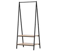 HomCom Portant à vêtements triangulaire contemporain 64×43×149 2 étagères MDF bois clair, acier noir