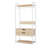 Portant à vêtements Larem avec 2 tiroirs 180 x 84 x 40 cm blanc effet chêne