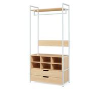 Portant à vêtements Larem avec 6 compartiments 180 x 84 x 40 cm blanc effet chêne