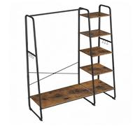 Portant à vêtements - Marron et noir - 5 étagères - 6 crochets - Montage rapide