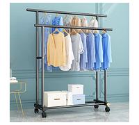 Portant à vêtements mobile robuste - Double rail de suspension et étagère de rangement, présentoir portable pour vêtements, placard, chambre à coucher, ou utilisation au détail