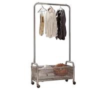 Portant à vêtements mobile sur roulettes en métal robuste capacité 80 kg étagère de rangement de vêtements design industriel pour maison, magasin, chambre à coucher - 60/80 cm x 37 cm x 167 cm