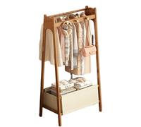 Portant à vêtements multifonction en bambou de grande capacité de 99,1 cm avec conteneur de rangement, étagère simple à suspendre pour chambre à coucher pour économiser de l'espace