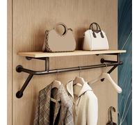 Portant à vêtements Mural avec étagère supérieure et Tringle de Suspension - Organisateur de vêtements en métal Robuste pour la Vente au détail et la Maison - Étagère Flottante Multifonction