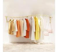 Portant à vêtements mural doré - Cintre industriel moderne pour mariage - Porte-manteau élégant pour boutique de vêtements, présentoir de magasin de vêtements, taille 180 cm, parfait pour la vente au