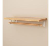 Portant à vêtements mural en bois avec étagère de rangement - Cintre flottant robuste - Gain de place - Armoire ouverte - Organisateur polyvalent et porte-serviettes pour une utilisation rea