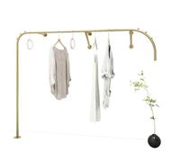 Portant À Vêtements Mural en Tube Doré, Présentoir pour Vêtements, Idéal pour Une Utilisation Commerciale en Magasin(Left Floor Fixed,300cm)