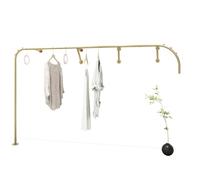 Portant À Vêtements Mural en Tube Doré, Présentoir pour Vêtements, Idéal pour Une Utilisation Commerciale en Magasin(Left Floor Fixed,450cm)