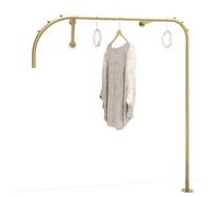 Portant À Vêtements Mural en Tube Doré, Présentoir pour Vêtements, Idéal pour Une Utilisation Commerciale en Magasin(Right Floor Fixed,120cm)