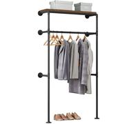 Portant à Vêtements Mural - WOLTU - SRY41shei - Noir+Marron Rustique - Industriel - Loft - 103x35x187cm