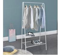 Portant à vêtements penderie mobile - HOMEWELL - Blanc - Avec 2 étagères - 59,5 x 36,5 x 160 cm