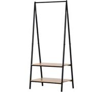 Portant à vêtements penderie style contemporain triangulaire dim. 64L x 43l x 149H cm 2 étagères MDF bois clair acier noir Noir G