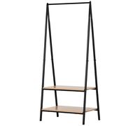 HOMCOM Portant à vêtements penderie style contemporain triangulaire dim. 64L x 43l x 149H cm 2 étagères MDF bois clair acier noir
