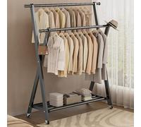 Portant à vêtements pliable à roulettes - Robuste - Capacité de charge de 50 kg - Cintre portable pour salon et chambre à coucher - Gain de place - Gris (120 x 45 x 1)