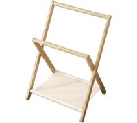 Portant à vêtements pliable en bois avec 2 tringles supérieures et étagères en tissu - Design compact pour chambre à coucher - Solution de rangement élégante et fonctionnelle