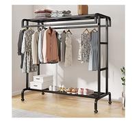 Portant à vêtements portable à double tringle avec roues et étagères - Chariot à suspendre de qualité commerciale pour chambre à coucher et entrée de rangement