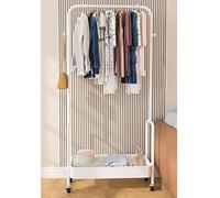 Portant à vêtements portable avec roulettes - Support réglable pour manteaux, robes, chemises - Blanc avec 1 étagère - Idéal pour l'entrée et le placard