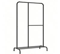 Portant à vêtements, Porte-manteau, Penderie, Charge 100 Kg, avec tringle Réglable, Étagère de rangement, pour chambre, Salon, Entrée, Noir Noir