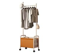 Portant à vêtements robuste avec crochets et panier de rangement industriel en métal pour entrée, couloir, chambre à coucher - Acier inoxydable 60/80/100 cm x 33 cm x 171 cm