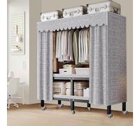Portant à vêtements robuste avec housse - Armoire portable pliable pour suspendre des vêtements, organisateur de vêtements autonome (capacité de 544,3 kg)
