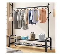Portant à vêtements robuste - Qualité commerciale avec capacité de charge de 90 kg, double rail noir, taille : 150 x 34 x 175 cm, parfait pour un usage domestique et commercial
