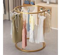 Portant à vêtements Rond en Fer sur Pied pour Chambre à Coucher, présentoir à vêtements pour commerces de détail, centres commerciaux, boutiques, buanderies.(Gold,37.3"X59")
