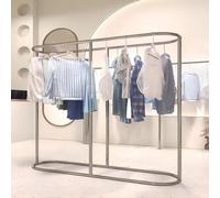 Portant à vêtements Rond - Portant à vêtements Ovale Commercial en Acier Inoxydable, Portant à vêtements sur Pied pour centres commerciaux, boutiques de vêtements, buanderies(47.2"X63")