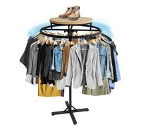 Portant à vêtements rotatif à 360° avec table de présentation, présentoir à vêtements pour vente au détail pour magasin de boutique et usage domestique