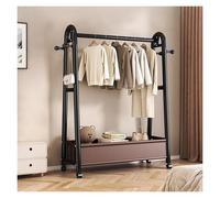 Portant à vêtements roulant en métal à 1 barre - Gain de place - Pour chambre à coucher - Support réglable avec roulettes - Noir - 80 cm