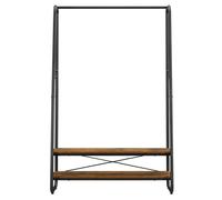 Portant à vêtements - Structure en acier - 2 étagères - 6 crochets - Marron et noir