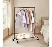 Portant à Vêtements - Structure Robuste - Roulettes Verrouillables - Capacité 90 kg - Noir