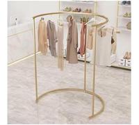 Portant à vêtements, support à vêtements demi-rond, présentoir de magasin de vêtements, présentoir de magasin de vêtements sur pied, étagère centrale du magasin (couleur : or, tail