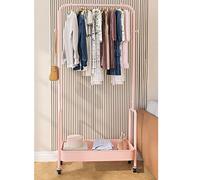 Portant à vêtements sur pied avec roulettes, cintre d'entrée polyvalent pour manteaux, robes, chemises - Rose élégant, 1 étagère pour un rangement efficace