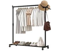 Portant à vêtements télescopique - Portant à vêtements en métal robuste avec roulettes, étendoir télescopique réglable pour le salon