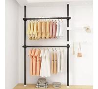 Portant à vêtements télescopique réglable avec 2 larges crochets pour la maison et la vente au détail, extensible de 78 à 125 cm x hauteur 110 à 310 cm, parfait pour nizing