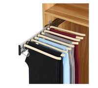 Portant à vêtements télescopique réglable avec 9 bras et barre de rangement pour pantalons, organisateur de placard peu encombrant pour armoires