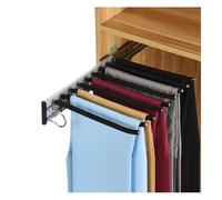 Portant à vêtements télescopique réglable avec 9 bras et barre de rangement pour pantalons, organisateur de placard peu encombrant pour armoires