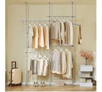 Portant à vêtements télescopique - SOBUY - Réglable 124-226 cm - Hauteur 200-295 cm - Gris - Capacité 65 kg