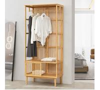 en.casa Portant à vêtements Vemb bambou 185 x 80 x 45 cm naturel