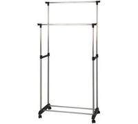 HAKU Portant alu, chromé, Noir, Plastique, métal - Dim.: L 80 cm x H 96-165 cm x P 42 cm, Style: Modern