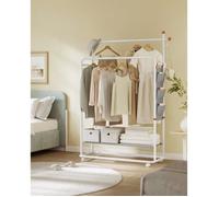 Portant amovible - SONGMICS HOME - Portant à Vêtement en Métal - avec Roulettes, Blanc Mat