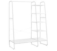 Portant amovible - VASAGLE - Porte-manteau sur Pieds - avec 5 Étagèress de Rangement, Blanc Nuage et Blanc Mat