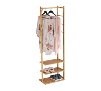 Portant bambou penderie en bois vestiaire moderne 4 crochets 3 étagères léger
