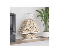 Portant de bois chauffage blanc 80x25x90 cm, support à bûches de cheminée, support à bûches, support à bûches, 864316
