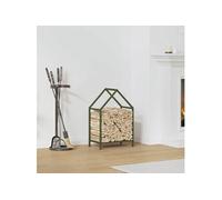 Portant de bois chauffage vert olive 40x25x60 cm, support à bûches de cheminée, support à bûches, support à bûches 864294