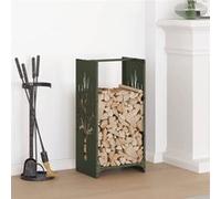 vidaXL Support à bûches Portant de bois de chauffage Vert olive 40x30x80 cm
