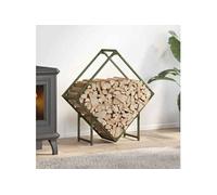Portant de bois chauffage vert olive 80x25x80 cm, support à bûches de cheminée, support à bûches, support à bûches 864286