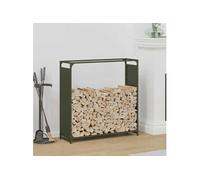 Portant de bois chauffage vert olive 90x28x90 cm, support à bûches de cheminée, support à bûches, support à bûches 864218